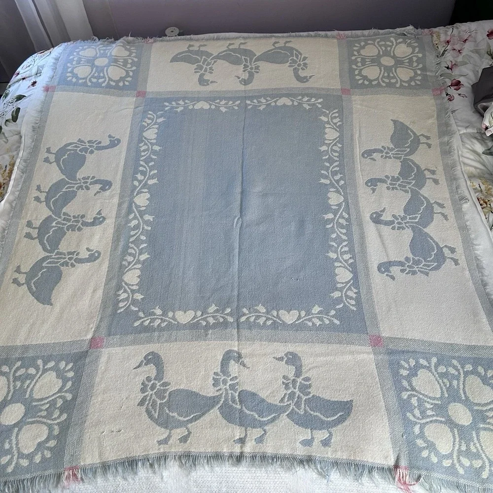 Sears American Crafts Collection Reversible Blue And Pink Duck Throw 50